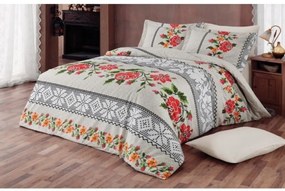 Lenjerie de pat cu husa elastic Oshan din bumbac ranforce, gramaj tesatura 120 g/mp, multicolor