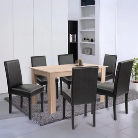 Set de masă Leon 6+1, stejar Sonoma-negru