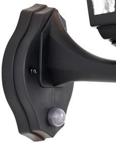 Lampă de perete de exterior neagră cu senzor de mișcare IP44 - New Haven Hammered