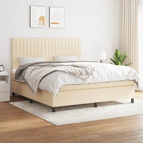 vidaXL Pat continental cu saltea, crem, 180x200 cm, textil