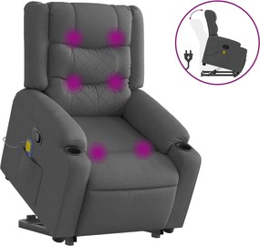 vidaXL Fotoliu de masaj rabatabil cu ridicare, gri închis, textil