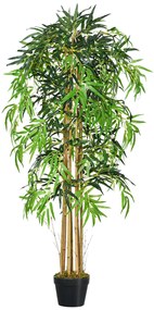 Outsunny Bambus Artificial Inaltime 150cm cu Ghiveci, Planta Artificiala Decor cu Efect Realist pentruCasa, Gradina, Birou, Verde | Aosom Romania