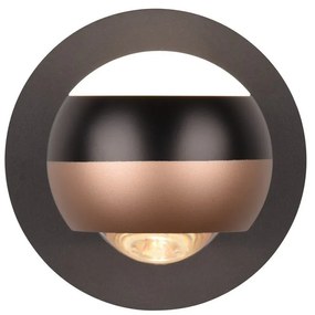 Aplică de perete negru-arămiu LED ø 10 cm Orbit – Trio Select
