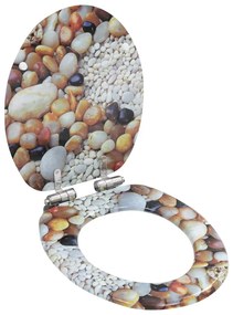 vidaXL Capac WC cu închidere silențioasă, MDF, design pietriș