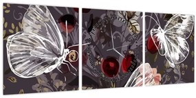 Tablou - Fluture (cu ceas) (90x30 cm)