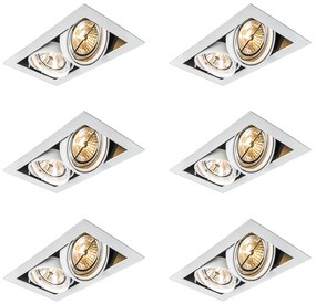 Set de 6 spoturi încastrate albe AR111 reglabile cu 2 lumini - Oneon