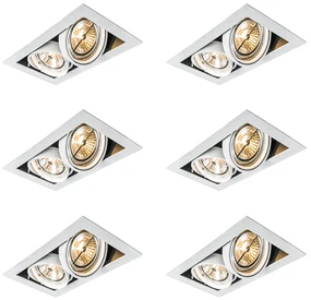 Set de 6 spoturi încastrate albe AR111 reglabile cu 2 lumini - Oneon