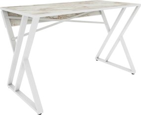 Masa birou GYZA, alb cu efect de marmura, alb, PAL melaminat, 120x60x7
