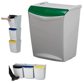 Denox Ekosystem Coș de gunoi pentru deșeurisortate 25 l, verde - sticlă