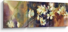 Tablou - Magnolii albe, pictură (cu ceas) (90x30 cm)