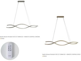 Lustra LED CCT suspendata cu telecomanda SPARK WAVES 120 auriu