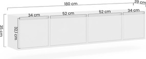 Comodă TV suspendată cu patru uși Zolia 180 cm - nuc elegant