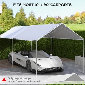 Outsunny Acoperiș pentru Carport 10 x 20 ft, Prelată de Schimb Rezistentă la UV cu Corzi Elastice, Albă | Aosom Romania