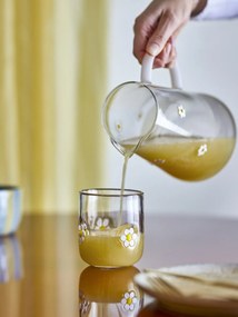 Set 2 pahare din sticlă transparentă cu albine și margarete, D8×H9 cm, 300 ml, „Buzz"
