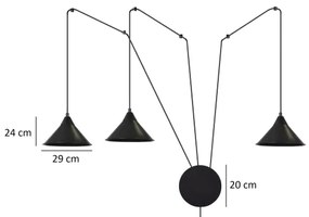 Lustră pe cablu ABRAMO 3xE27/15W/230V negru