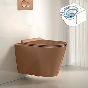 Set vas WC suspendat Inter Ceramic cu capac softclose rose gold