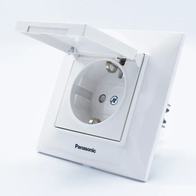 Priza simpla cu capac, 16A, IP20, Alb, Panasonic Arkedia Slim