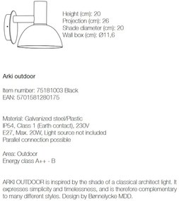 Aplica de perete exterior IP54, Arki 75181003 NL