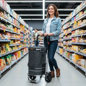 Jurhan Geantă de cumpărături pe roți EASY, 50L, negru