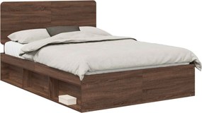 vidaXL Cadru de pat Stejar închis 140 x 200 cm Lemn de pin masiv