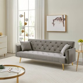 Canapea extensibilă, gri-maroniu Taupe/gold crom-auriu, ALISIA