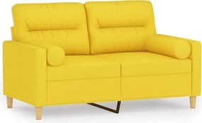 vidaXL Canapea cu 2 locuri cu pernuțe, galben deschis, 120 cm, textil