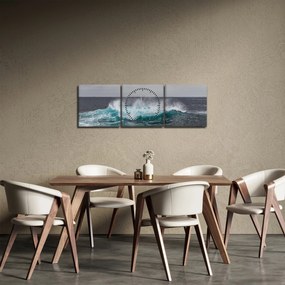 Tablou - Valuri pe ocean (cu ceas) (90x30 cm)