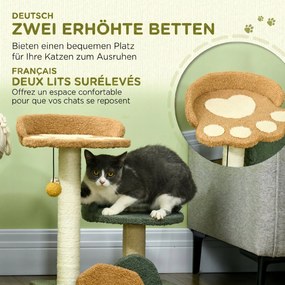 PawHut Copac Zgârieturi Pisici 2 Platforme Minge Catifea 43x39x52cm Multicolor | Aosom Romania