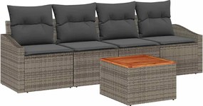 vidaXL Set de canapele pentru grădină 5 pcs Gri poliratan