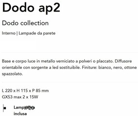 Aplica cu 2 Spoturi stil modern minimalist Dodo ap2 negru