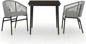 vidaXL Set mobilier de grădină, 3 piese, gri