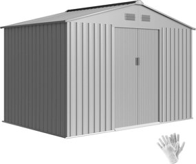 Outsunny Șopron de Grădină Exterior 4,9 m² 277x195x192 cm cu Ușă Culisantă Ventilație și Kit de Fundație Gri | Aosom Romania