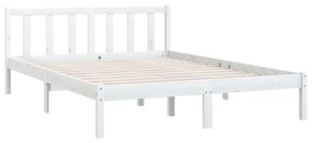 Cadru de pat, alb, 140x200 cm, lemn masiv de pin