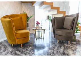 Fotoliu Art Deco, ţesătură Paros maro gri/ fag, ROUND NEW