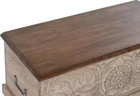 Cufar din lemn de acacia sculptat manual, 90X40X40 cm, "Epoque"