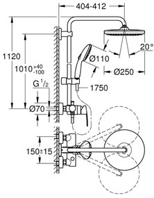 GROHE 26679001 - Sistem de duș VITALIO START 250, 390 mm, crom lucios