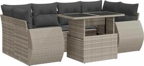 vidaXL Set canapele de grădină cu perne, 7piese gri deschis poliratan
