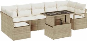 vidaXL Set de canapele pentru grădină 8 pcs bej și crem poliratan