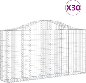 vidaXL Coșuri gabion arcuite 30 buc, 200x30x100/120 cm fier galvanizat