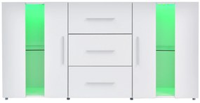 Comodă modernă cu lumini LED multicolore, Alb | Aosom Romania