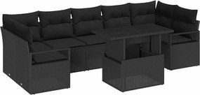 vidaXL Set de canapele pentru grădină 8 pcs Negru Rattan poli