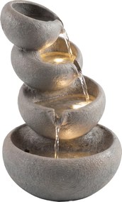 Outsunny Fântână de exterior din rășină, 4 niveluri, cu iluminare LED, aspect piatră 35 x 32 x 50 cm | Aosom Romania