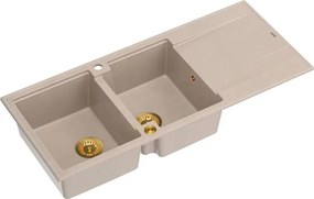 Chiuveta compozit incastrata Quadron Unique Evan 121 bej - auriu 116x50 cm