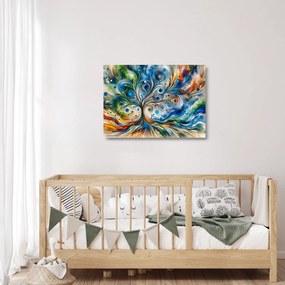 Tablou pe sticlă – Arbore energetic colorat (70x50 cm)