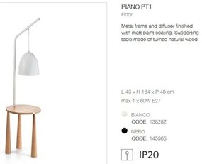 Lampadar cu suport din lemn, masuta cu 3 picioare PIANO PT1 BIANCO 138282