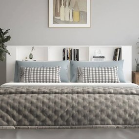 Tăblie de pat cu dulap, alb, 220x18,5x104,5 cm