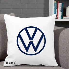 Perna Personalizata cu emblema Volkswagen, 40x40 cm, Alba Mata, Husa Detasabila, Perna Inclusa, BEKZ®