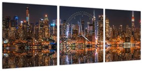 Tablou - Zgârie-nori (cu ceas) (90x30 cm)