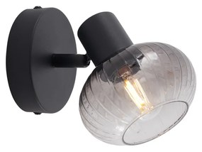 Spotlight modern pentru tavan negru cu sticlă fumuriu rotundă - Teddy