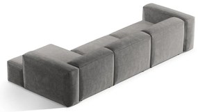 Colțar gri deschis cu tapițerie din catifea reiată (cu colț pe partea dreaptă/cu șezlong) Bergamo – Cosmopolitan Design